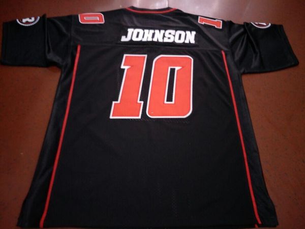

men ottawa redblacks #10 kierrie johnson black real full embroidery college jersey size s-4xl or custom any name or number jersey, Black;red