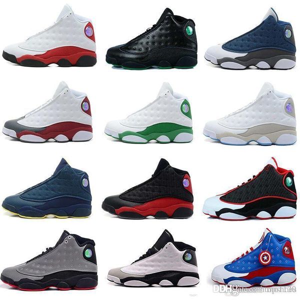 

дешевые мужские jumpman 13 ботинок баскетбола 13s его игра hyper royal blue black white любовь респект j13 кроссовки для продажи