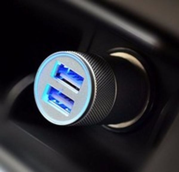 

1pc 5v 3.1a mini led chargers dual 2 port usb charger car adapter for smart mobile cell phone fast charging wholesale