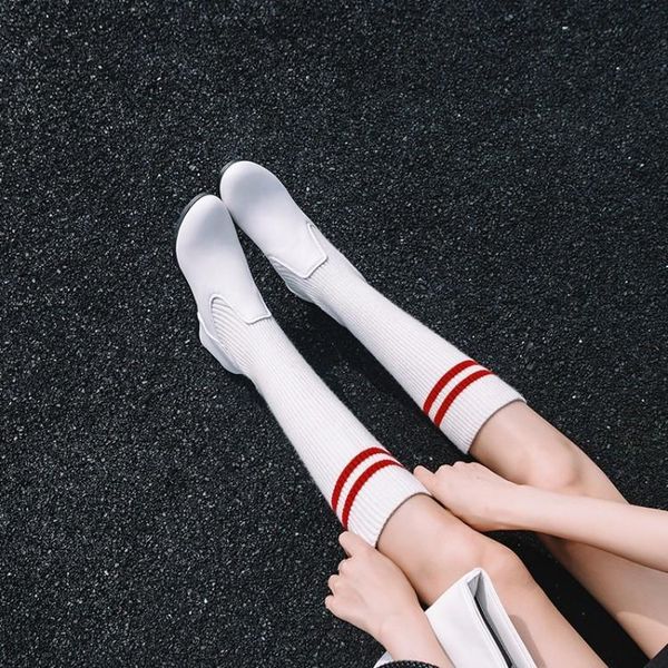 

flat bottom high-knitted boots 2019 new female stovepipe stretch inside increased wool boots, Black