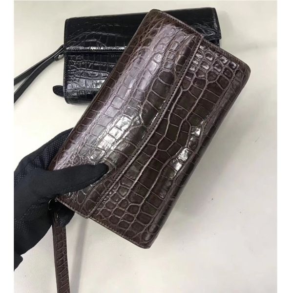 

one whole-piece crocodile belly skin businessmen wristlets bag card holders genuine alligator leather large phone clutch purse