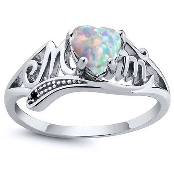 

new heart-shaped big gemstone opal ring love mom rings fashion mother's day and mother's birthday gift, Golden;silver