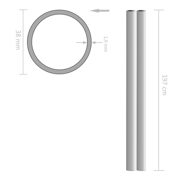 

2 pcs. stainless steel tubes round v2a 2m 38x1,9mm garden sets
