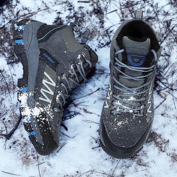 

winter shoes men snow boots outdoor warm plush breathable booties ankle boots men outdoor sneakers flat platform plus size, Black