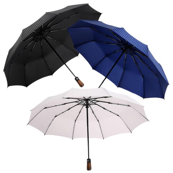 

travel umbrella real wood handle auto open close vented windproof double canopy male business