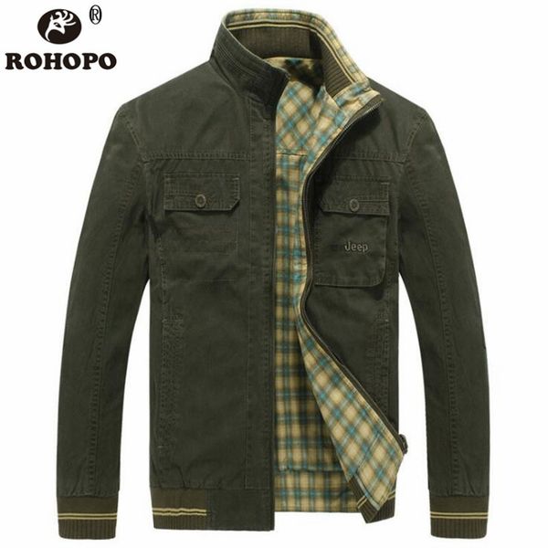 

thick cotton fabric bomber jacket 2019 male plaid liner motorcycle tooling plus size casual jacket coat double sided, Black;brown