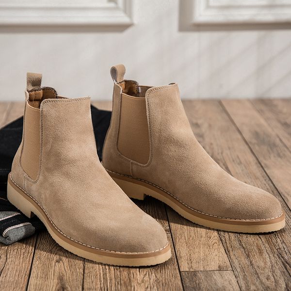 

mens casual big size cowboy boots genuine leather shoes breathable spring autumn boot ankle botas masculinas sapatos man, Black