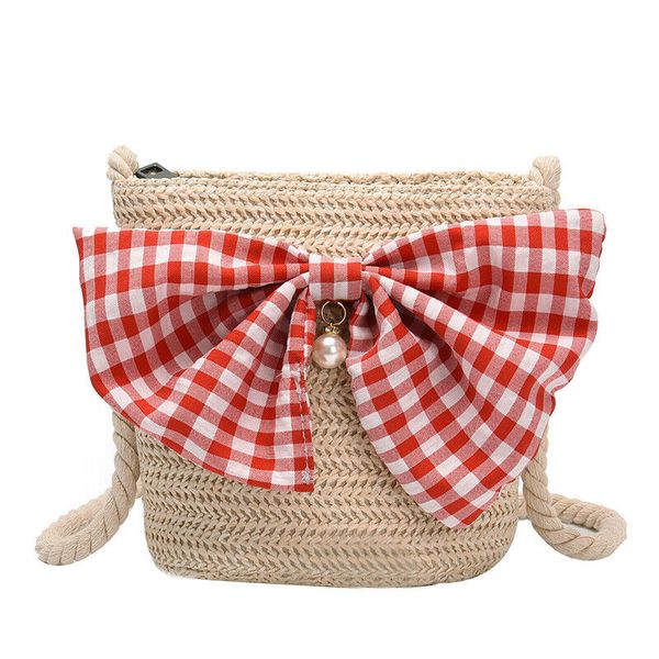 

new women's beach straw bag hand-woven rattan bag bohemian bow fashion shoulder