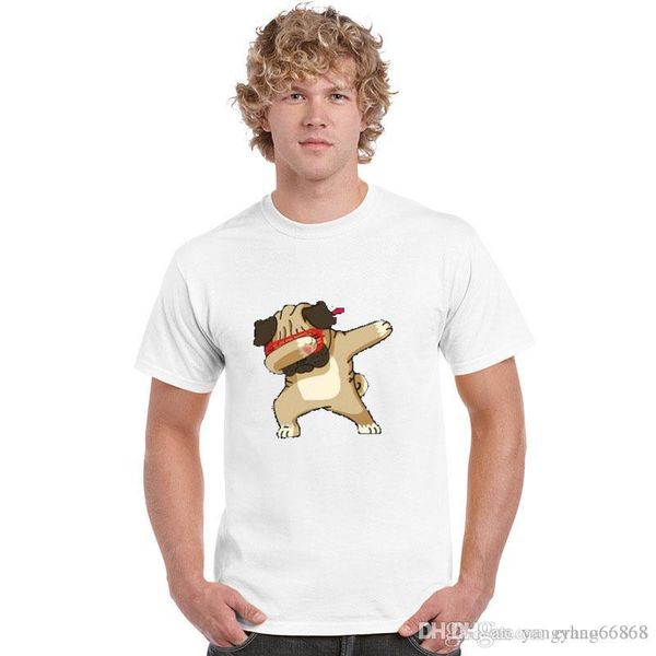 

brand summer t shirt men's casual short-sleeved cotton shirt t-shirt printing wu face dog men's t-shirt hip hop men's t-shirt, White;black