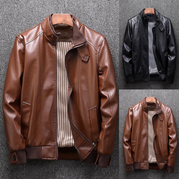 

men winter casual solid color jacket zipper long sleeve coats blouses clothing us size up to 3xl hip hop slim fit pilot, Black;brown