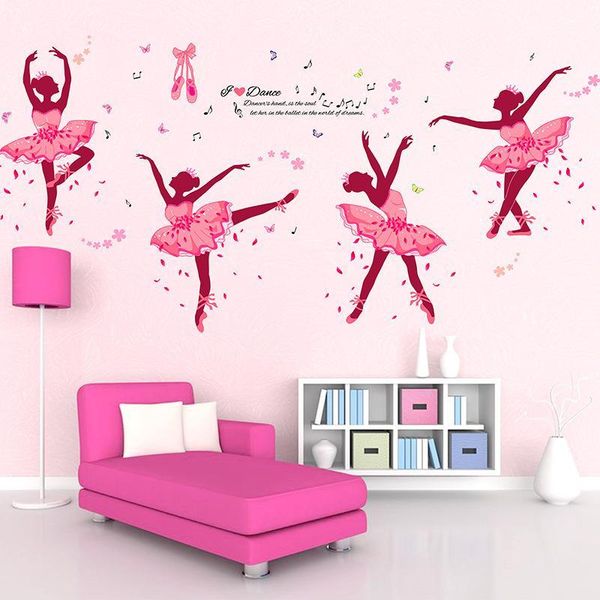 

2 styles diy pink girls dancing ballet wall sticker black dance ballet wall sticker decals for home decor kids room