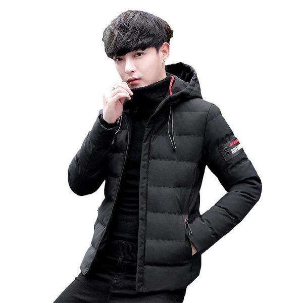 

хлопчатобумажная одежда мужская куртка зимняя slim fit толстая средняя длина новый стиль корейский стиль молодежный повседневный, Black