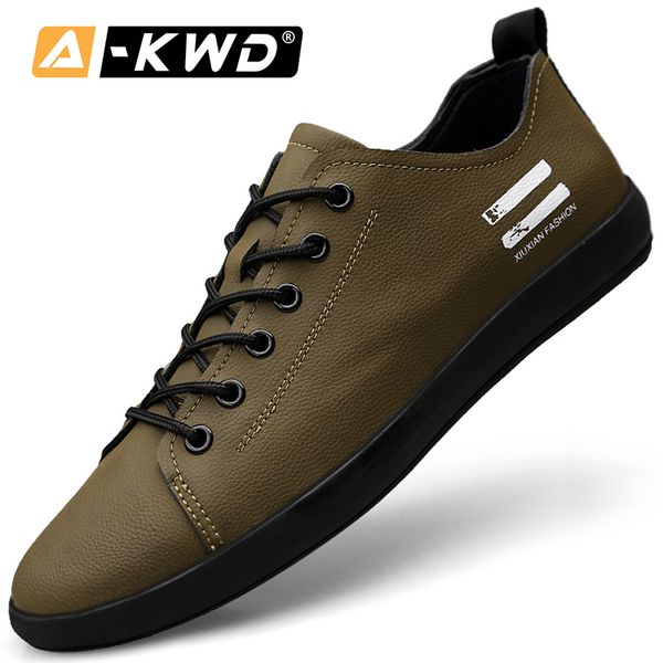 

men's shoes casual shoes fashion lace-up khaki sneakers men low help mens leather chausseur homme split leather man shoose, Black