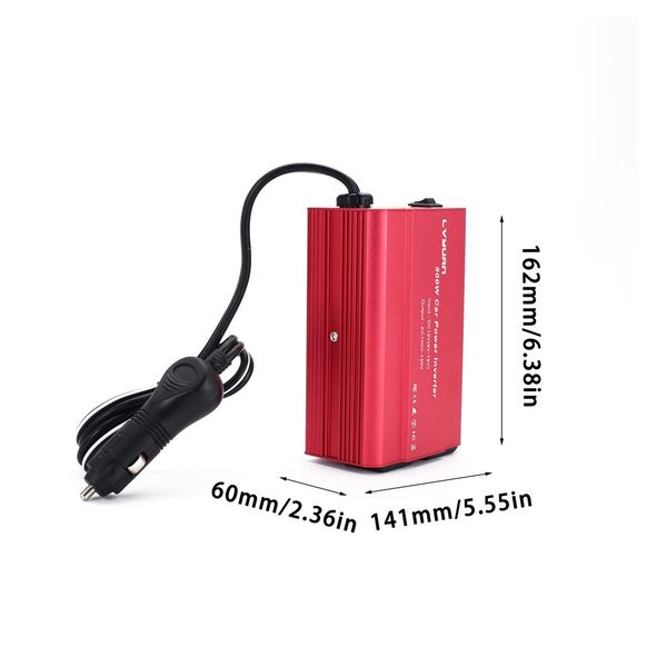 

500w power inverter converter dc 12v to ac 100-130v car charger with 4.2a 2 usb ports car power adapter-red