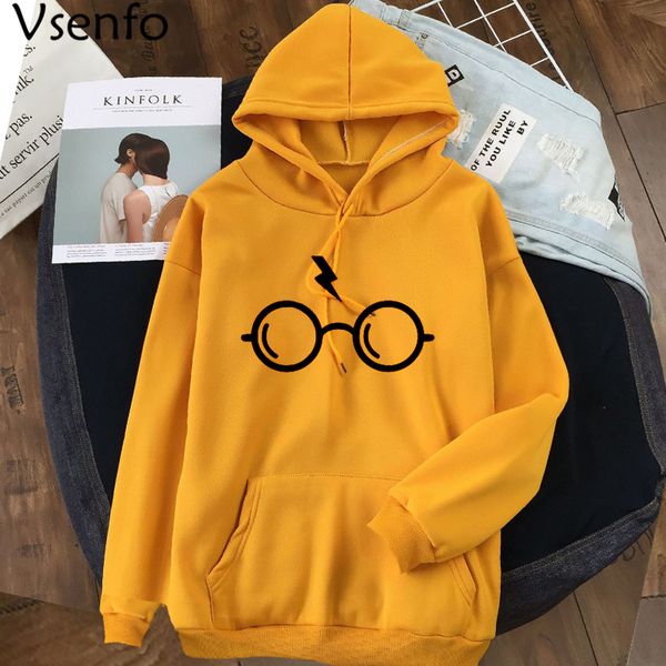 

harry style glasses print women sweatshirt hoodies fleece slim tracksuit clothes harajuku hoodie with hood moletom woman top, Black