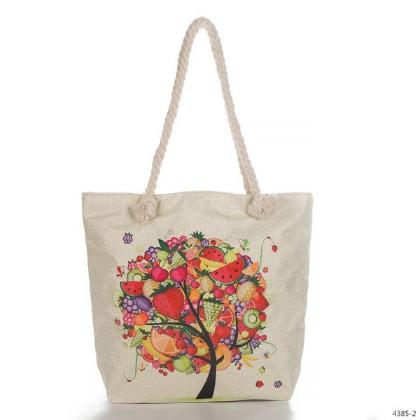 

tote shopping bag women's handbags pineapple fruit rope linen prints travel bag large capacity canvas shopping