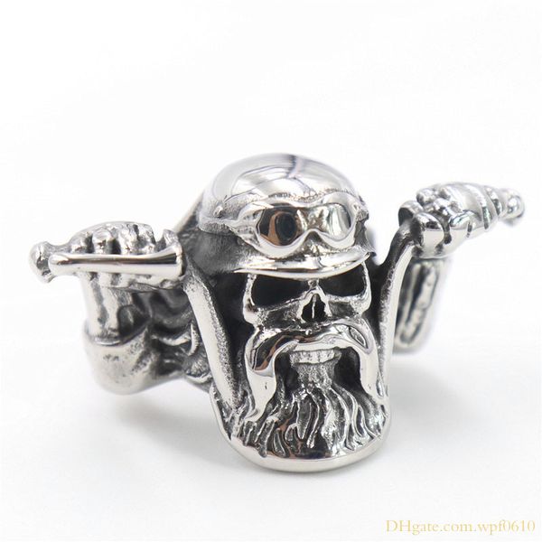 

men's hip hop punk rock style the motorcycle biker design stainless steel finger rings jewelry, Silver
