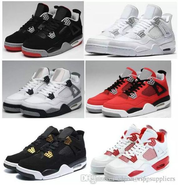 

(With Box)2018 Basketball Shoes 4 men Running shoes 4s Pure Money Royalty White Cement Premium Black Bred Fire Red Sports Sports shoes