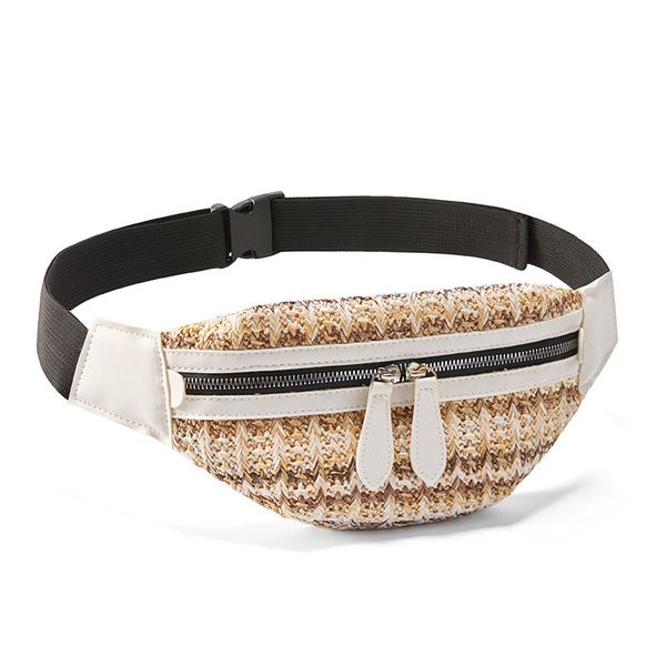 

summer beach waist bag women straw weave zipper belt bag breif design fanny pack new 2019 travel phone bum bags ladies