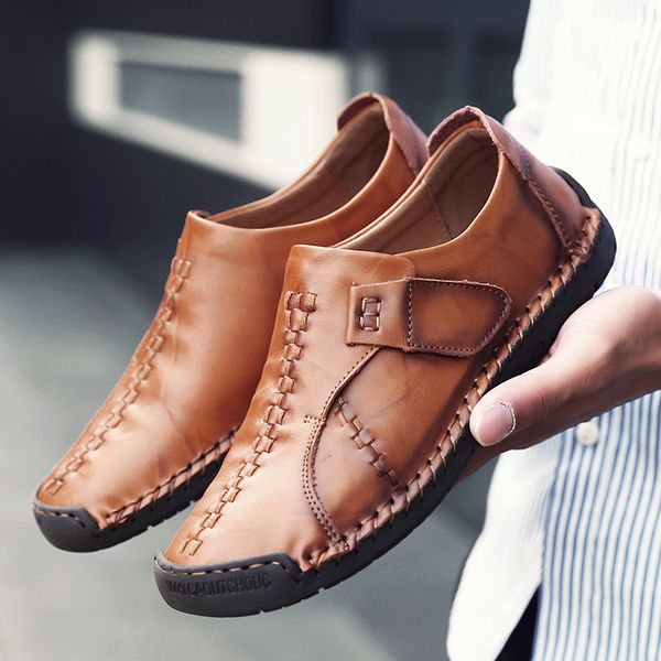 

luxury design new genuine leather loafers men moccasin slip on sneakers flat causal men shoes male footwear boat shoes ly191210, Black
