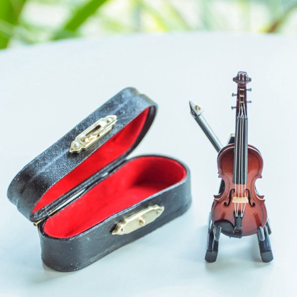

upgraded version miniature violin mini musical instruments violin model with support wooden collection home decorative