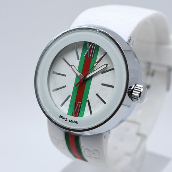 

новые мужские высококачественной итальянской моды бренд мужской каучуковый ремешок кварцевые часы роскошные спортивные часы, Slivery;brown