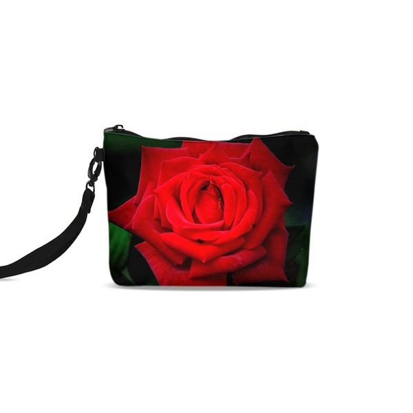 

retro red rose flower fashion 3d print female cosmetic bags women makeup organizer storage case girls travel phone coin bag 2018