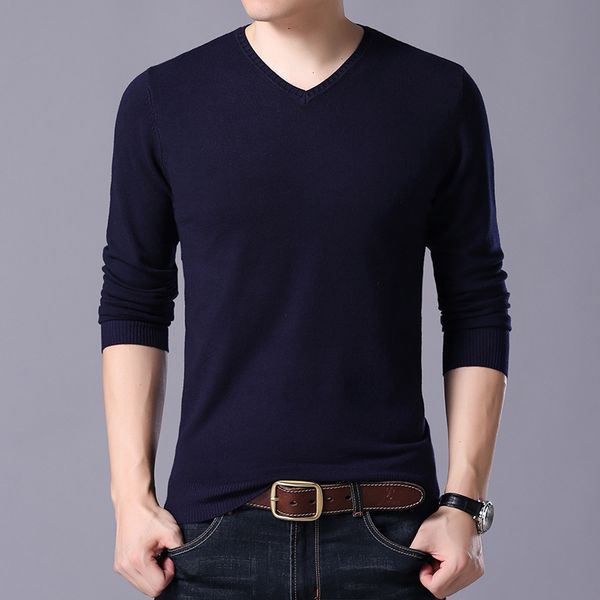 

big -7xl 2020 autumn new men knitted pullover cotton sweater casual business v-collar thin slim fit sweaters brand clothes, White;black