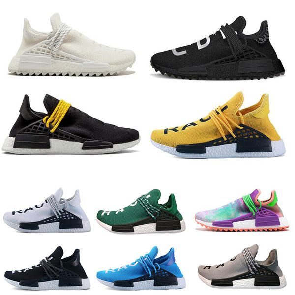 

дизайнер human race след кроссовки pharrell williams ху бегун nerd черные желтые белые женщины мужские тренеры спортивные кроссовки eur 36-4, White;red