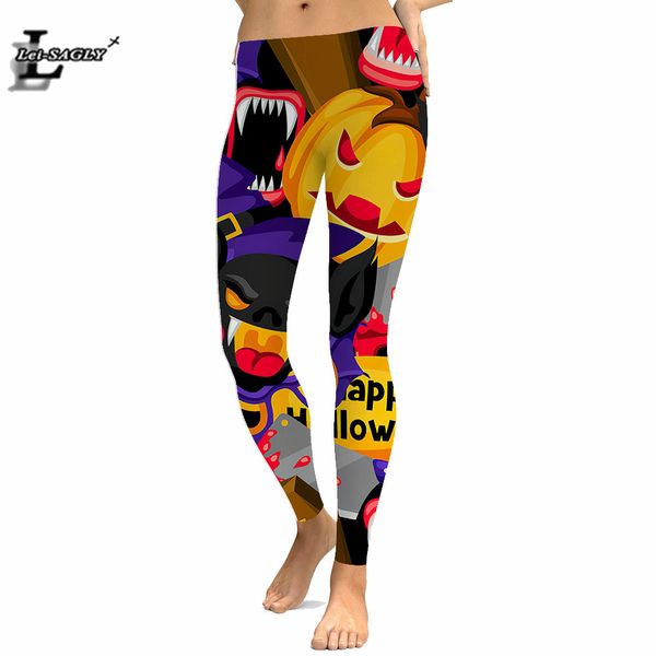 

hallowmas pumpkin 3d digital printed leggings nightmare before christmas punk fitness women pants plus size workout legging, Black