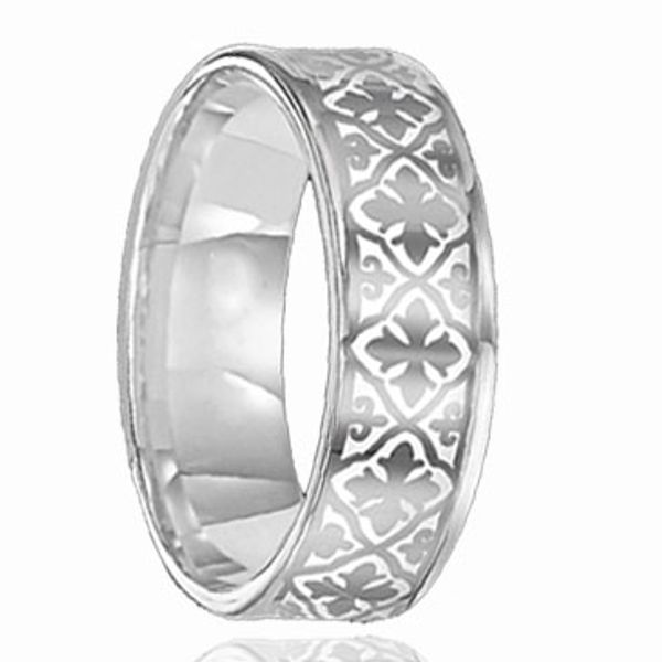 

nice laser engraving flat tungsten ring pipe cut wholesales 8mm, Silver