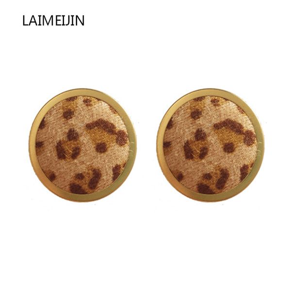 

new korean trendy leopard cow velvet round circle earrings for women simple button stud earrings geometric fashion party jewelry, Golden;silver