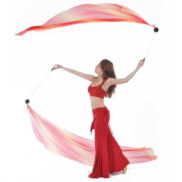 

2pcs belly dance helpers thrown poi balls adjustable chain with silk veil, Blue