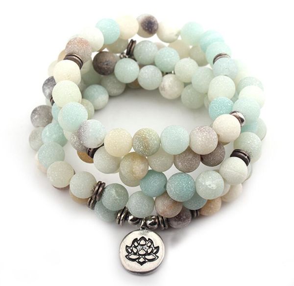 

2pcs matte 108mala bead bracelet necklace lotus charm new design yoga bracelet charm bracelet classic, Silver