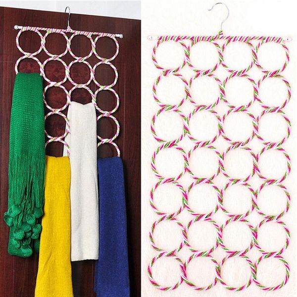 

28 holes rattan paper weaving foldable scarf storage holders multicolor hangers organizer