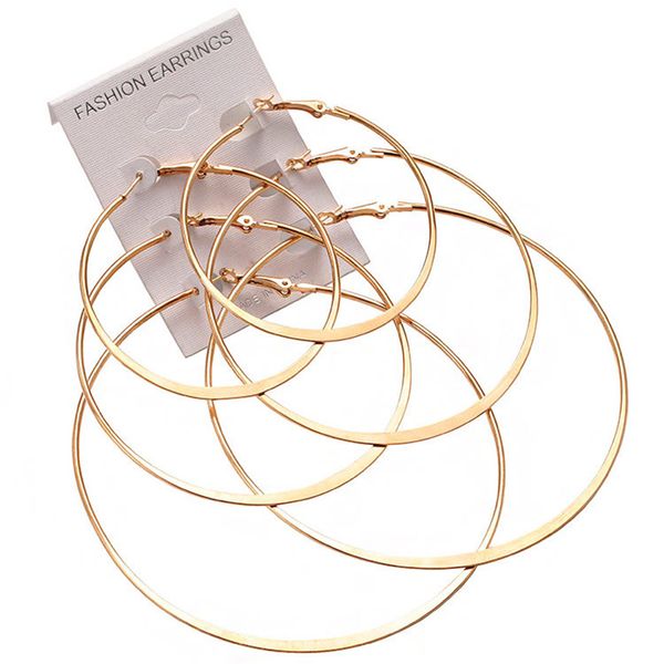 

3 pairs/set 5.5/7.5/9cm fashion big circle hoop earrings for women round girl's 2020 golden silver coior jewelry hypoallergenic
