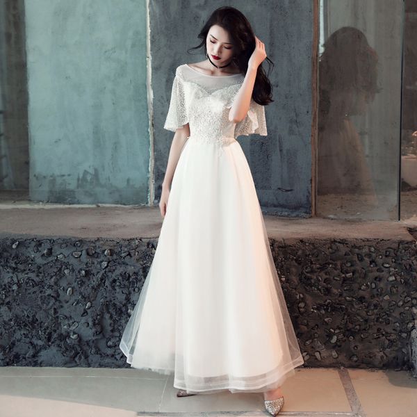 

lace covered shoulder sleeves micro-transparent mesh o-neck sequins dressing chinese evening dress qipao size s-xxl, Red