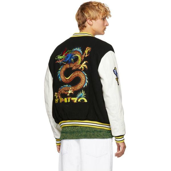 

18fw embroidery down jacket dragon and tiger alphabet letter fashion men s clothing designer jackets quality outwear jacket hfwpjk177, Black;brown