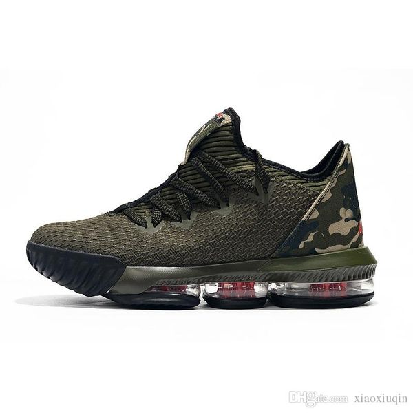 

mens lebron 16 low basketball shoes for sale army green black gold tan bred youth kids new lebrons sneakers tennis with box size 7 12