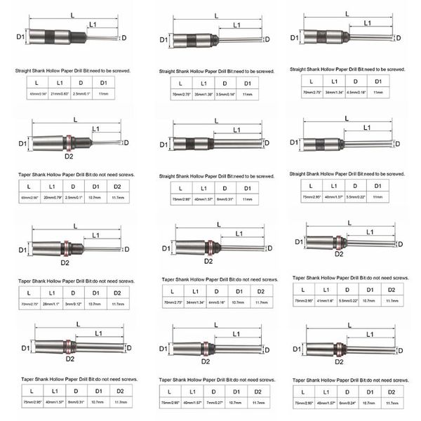 

hollow paper drill bit for taper shank punch punching machine diy drilling
