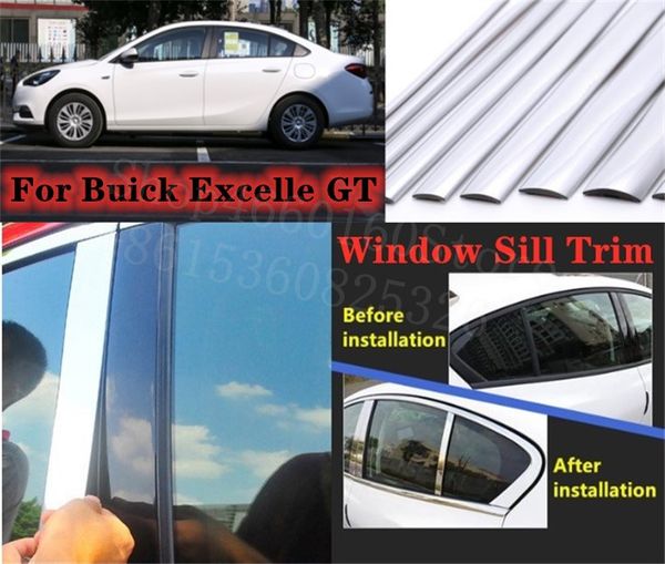 

puou high-quality car full window pillar trim cover stainless steel chrome decoration for excelle gt 2009-2014 car styling