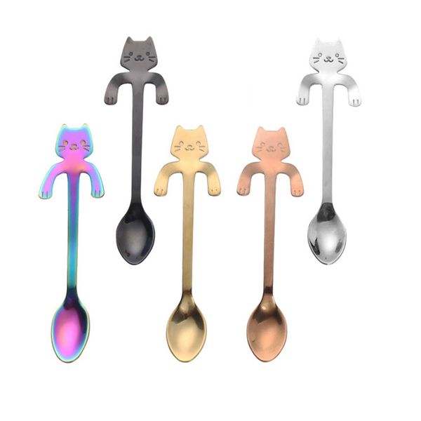 

creative stainless steel handle hanging cat spoon