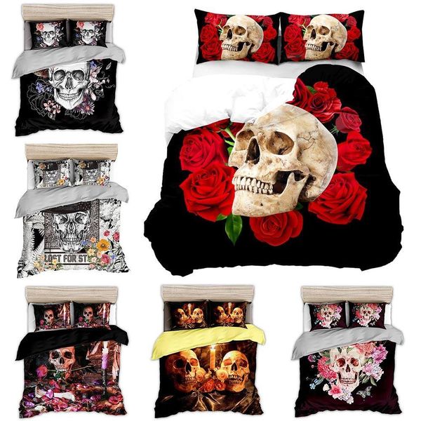 

skull bedding set luxury 3d printing black duvet cover set extra large 3-piece home textile bedding set bedding