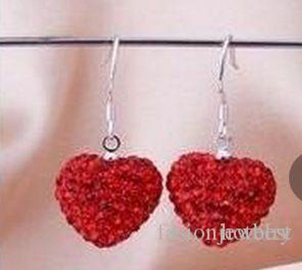 

низкая цена hotsale новый горный хрусталь микс цвета белый диско-шар бусины глины сердце падение мотаться кристалл кристалл серьги стад женщ, Silver