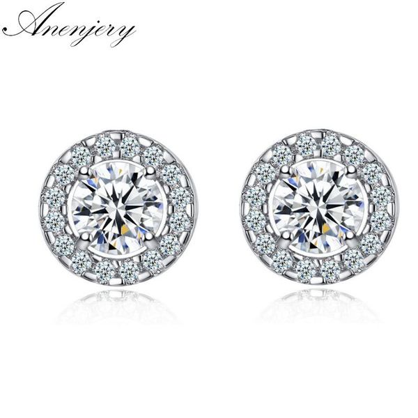

anenjery exquisite sparkling micro-zircon earrings for women pendientes brincos t-e18, Silver