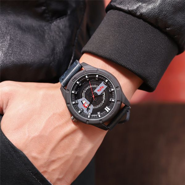 

fashion sport watch hollow dial design men watch wrist quartz movement men waterproof calendar display relogio masculino, Slivery;brown
