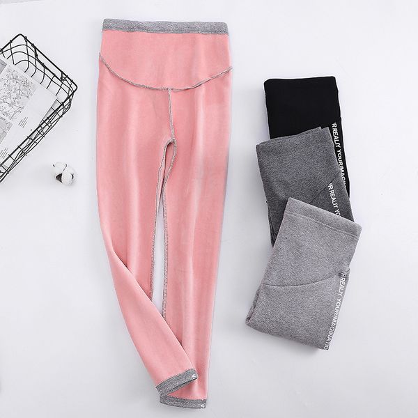 

1018# autumn winter skinny maternity legging elastic waist belly pencil pants clothes for pregnant women thick warm pregnancy, Blue