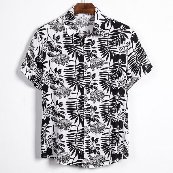 

new men shirts summer men fashion printed short-sleeve shirts en hawaiian casual wild classic one button, White;black