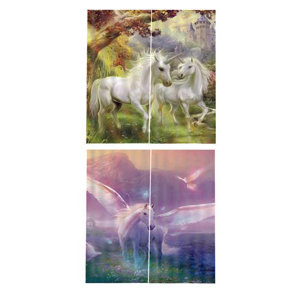 

2 set of horse teen animal decor 3d print darkening curtain drapes window treatment for living room