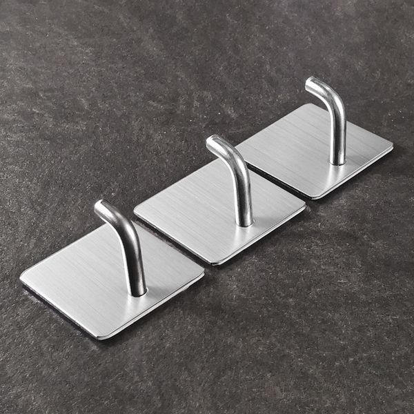 

ptoc 2pcs adhesive 304 stainless steel wall hook door hook wall key hanger rails for the kitchen crochet